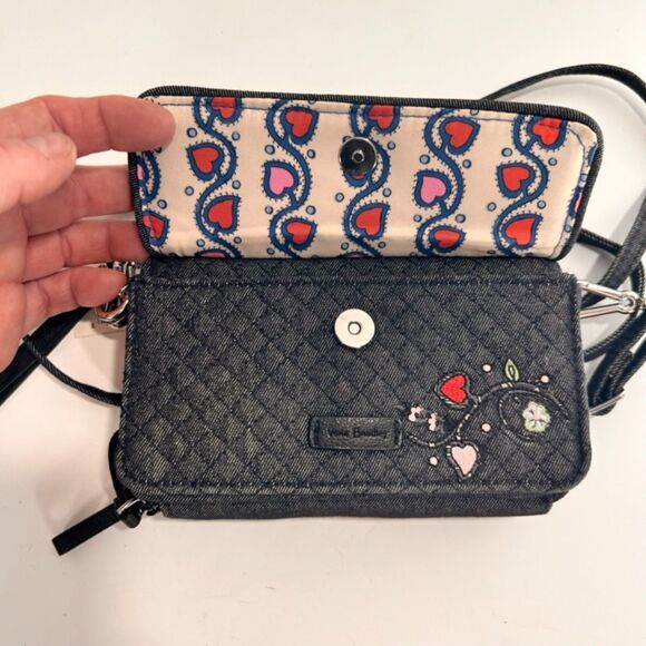 Vera Bradley Solid Shoulder Purse and Matching Crossbody Wallet w/ Wristlet RFID - Picture 10 of 15